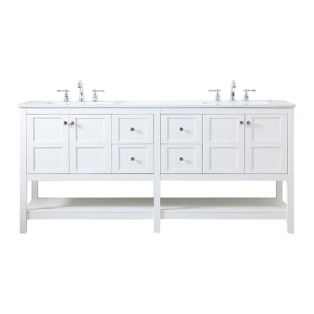 ELEGANT DECOR 72 Inch Double Bathroom Vanity In White VF16472DWH